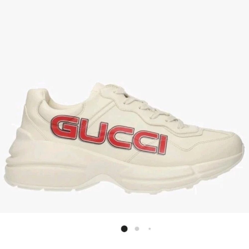 $1,090 Gucci Rhyton GG Logo Leather Sneakers BNIB